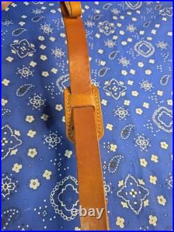 Vintage Camo Padded Pathfinder Leather Thumbhole Rifle Sling With Swivels