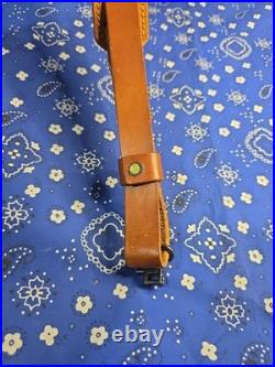 Vintage Camo Padded Pathfinder Leather Thumbhole Rifle Sling With Swivels