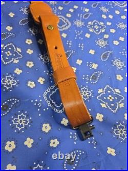 Vintage Camo Padded Pathfinder Leather Thumbhole Rifle Sling With Swivels