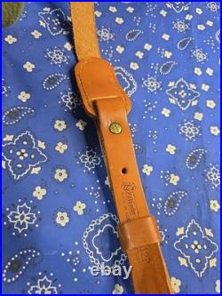 Vintage Camo Padded Pathfinder Leather Thumbhole Rifle Sling With Swivels