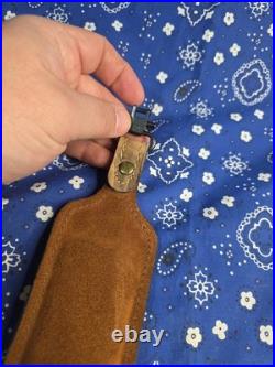 Vintage Camo Padded Pathfinder Leather Thumbhole Rifle Sling With Swivels