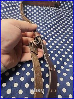 Vintage Chace Marked Leather Buckle Rifle Sling With Swivels Military. 22 Sling