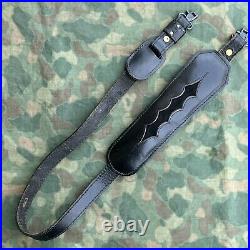 Vintage Cobra Leather Rifle Strap Sling With Swivels Black Torel 4863 Nice #62