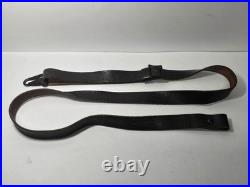 Vintage Dark Brown Leather Rifle Sling with HK-Style Snap Hook Military Style