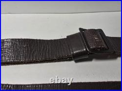 Vintage Dark Brown Leather Rifle Sling with HK-Style Snap Hook Military Style
