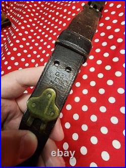 Vintage G&k Wwi Leather Rifle Sling Buckle Sling Wide Military Gun Sling