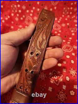 Vintage George Lawrence 5f Heavily Tooled Leather Buckle Rifle Sling W Swivels