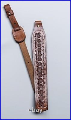Vintage HUNTER cowhide TOOLED handcrafted RIFLE SLING hunting GUN cowhide strap Vintage HUNTER cowhide TOOLED handcrafted RIFLE SLING hunting GUN cowhide strap