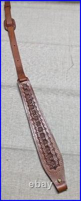 Vintage HUNTER cowhide TOOLED handcrafted RIFLE SLING hunting GUN cowhide strap
