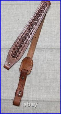 Vintage HUNTER cowhide TOOLED handcrafted RIFLE SLING hunting GUN cowhide strap