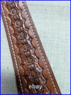 Vintage HUNTER cowhide TOOLED handcrafted RIFLE SLING hunting GUN cowhide strap