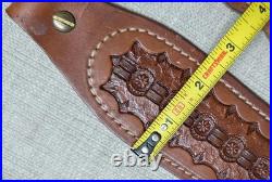 Vintage HUNTER cowhide TOOLED handcrafted RIFLE SLING hunting GUN cowhide strap
