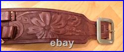 Vintage Hand Tooled Leather Rifle Sling Cartridge Loops Handmade by King Floral