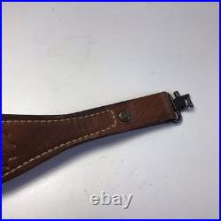 Vintage Hand Tooled Leather Shotgun Rifle Sling Strap Hunting Basket Weave