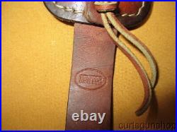 Vintage Hunter Brown Leather Rifle Sling with Embossed Whitetail Scene Padded