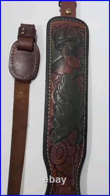 Vintage Hunter Leather Rifle Sling USA USA Deer Padded