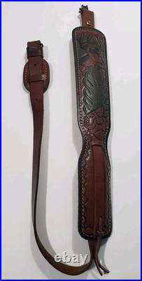 Vintage Hunter Leather Rifle Sling USA USA Deer Padded