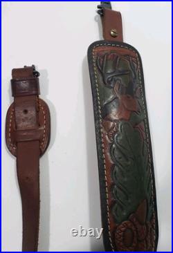 Vintage Hunter Leather Rifle Sling USA USA Deer Padded