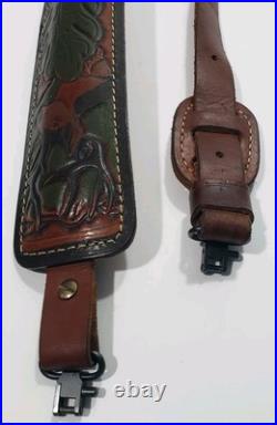 Vintage Hunter Leather Rifle Sling USA USA Deer Padded