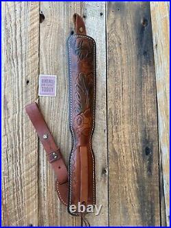 Vintage Hunter Padded Adjustable Rifle Sling Stamped with Deer Acorn Foliage
