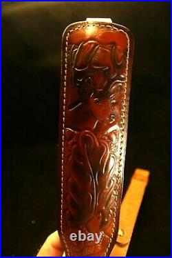 Vintage Hunter Padded Leather Rifle Sling Gun Shoulder Strap Deer Acorn Design