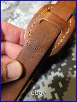 Vintage Hunter White Stitched Tooled Whitetail Scene Padded Suede Backed Sling