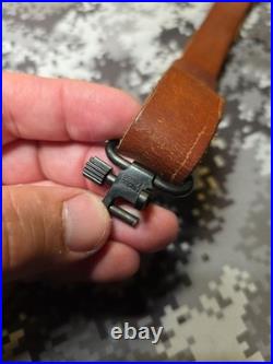 Vintage Hunter White Stitched Tooled Whitetail Scene Padded Suede Backed Sling
