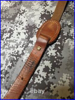 Vintage Hunter White Stitched Tooled Whitetail Scene Padded Suede Backed Sling