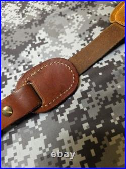 Vintage Hunter White Stitched Tooled Whitetail Scene Padded Suede Backed Sling