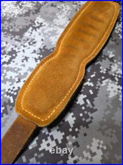 Vintage Hunter White Stitched Tooled Whitetail Scene Padded Suede Backed Sling