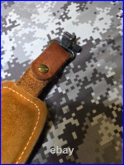 Vintage Hunter White Stitched Tooled Whitetail Scene Padded Suede Backed Sling