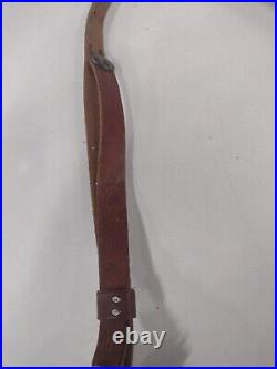 Vintage Hunting Leather Rifle Sling & Brass Fittings With 2 Steel Swivel Old War