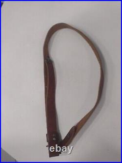 Vintage Hunting Leather Rifle Sling & Brass Fittings With 2 Steel Swivel Old War