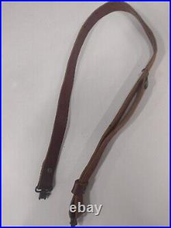 Vintage Hunting Leather Rifle Sling & Brass Fittings With 2 Steel Swivel Old War