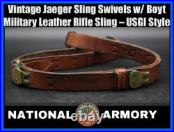 Vintage Jaeger Sling Swivels with Boyt Military Leather Rifle Sling USGI Style