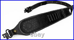Vintage Leather Ammo Holder Rifle Sling Adjustable for Hunting Gun Strap with Sw