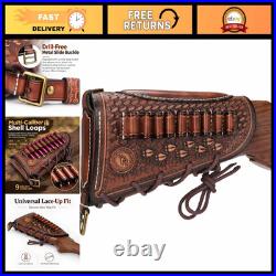 Vintage Leather Cheek Rest Buttstock Pouch No Drill, Protective Gun Accessory