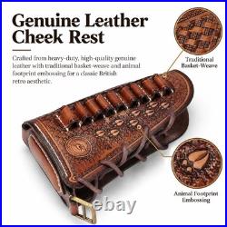 Vintage Leather Cheek Rest Buttstock Pouch No Drill, Protective Gun Accessory