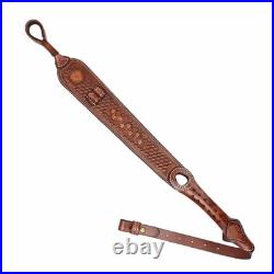 Vintage Leather No Swivels Rifle Sling with Ammo Holder Brown