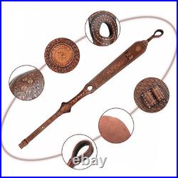 Vintage Leather No Swivels Rifle Sling with Ammo Holder Brown