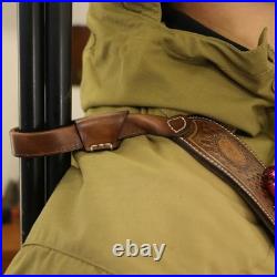 Vintage Leather No Swivels Rifle Sling with Ammo Holder Brown
