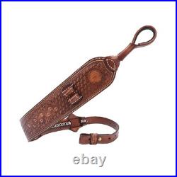 Vintage Leather No Swivels Rifle Sling with Ammo Holder Brown Vintage Leather No Swivels Rifle Sling with Ammo Holder Brown