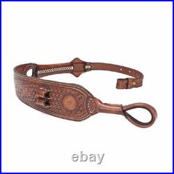 Vintage Leather No Swivels Rifle Sling with Ammo Holder Brown