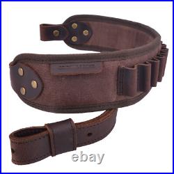 Vintage Leather Rifle Buttstock Cover with Canvas Gun Sling. 308.45/70.44mag