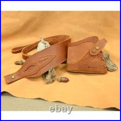 Vintage Leather Rifle Gun Buttstock Recoil Pad with Shoulder Belt Hunting Strap
