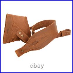 Vintage Leather Rifle Gun Buttstock Recoil Pad with Shoulder Belt Hunting Strap