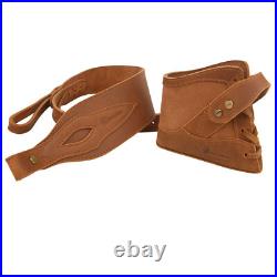 Vintage Leather Rifle Gun Buttstock Recoil Pad with Shoulder Belt Hunting Strap