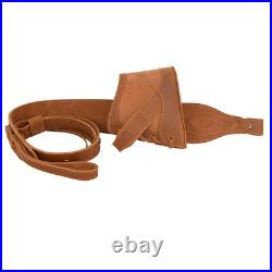 Vintage Leather Rifle Gun Buttstock Recoil Pad with Shoulder Belt Hunting Strap