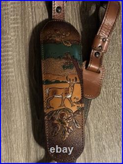 Vintage Leather Rifle Gun Shoulder Sling Split Cowhide/Cowhide Lined