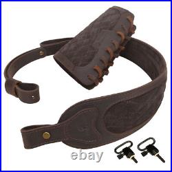 Vintage Leather Rifle Padded Carry Sling with Soft Cheek Rest Cover Set